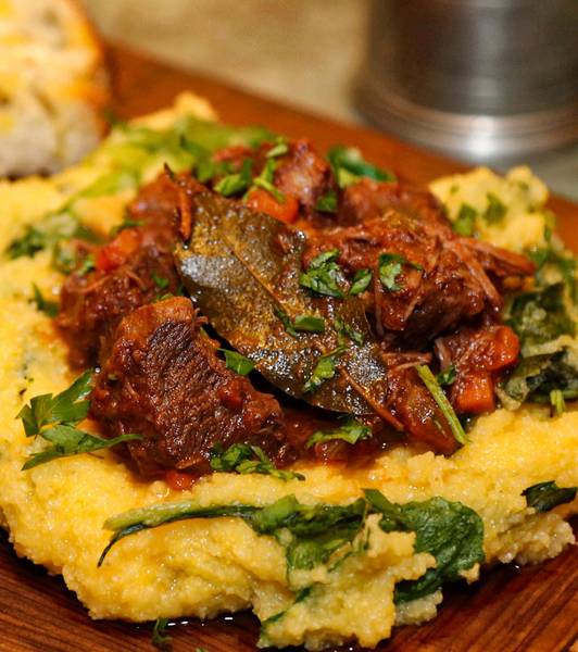 Beef Stew over Polenta