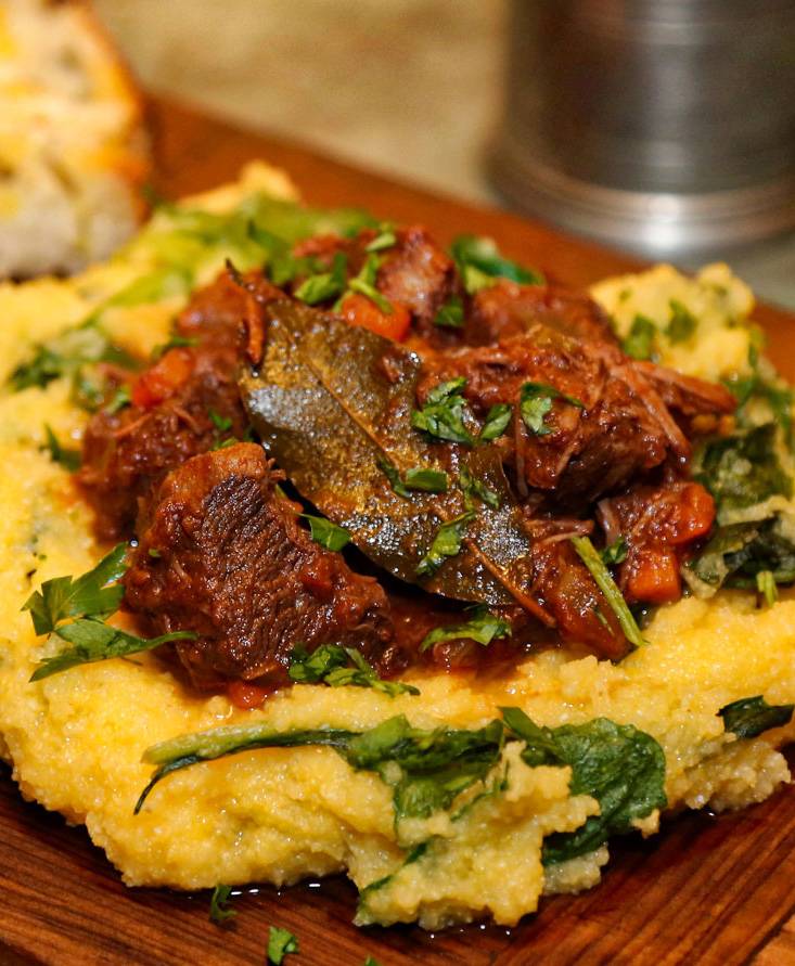Beef Stew over Polenta