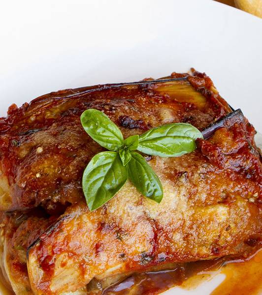 Eggplant Parmesan With Tiny Veal Meatballs