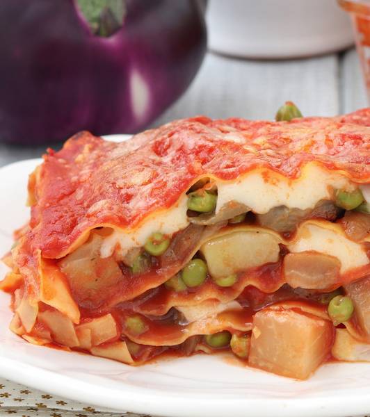 Lasagne melanzane e piselli