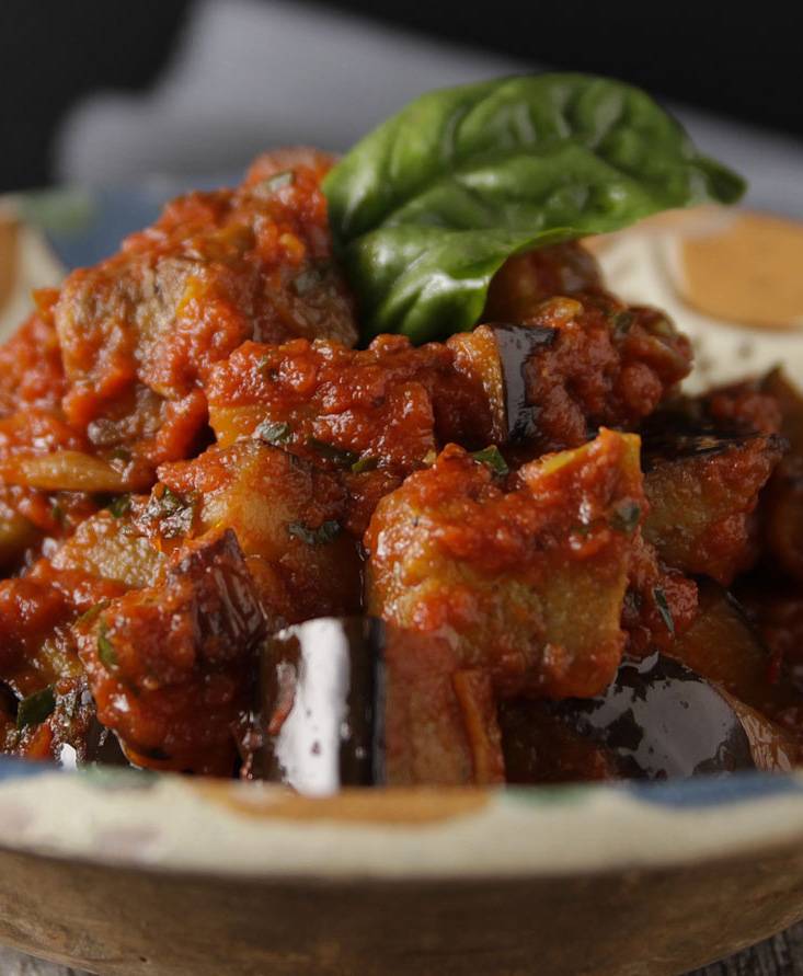 トマト風味のキューブなす