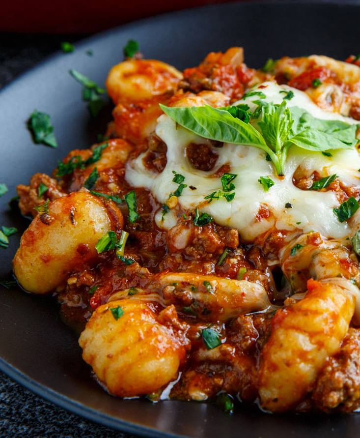 Mozzarella Baked Gnocchi Bolognese