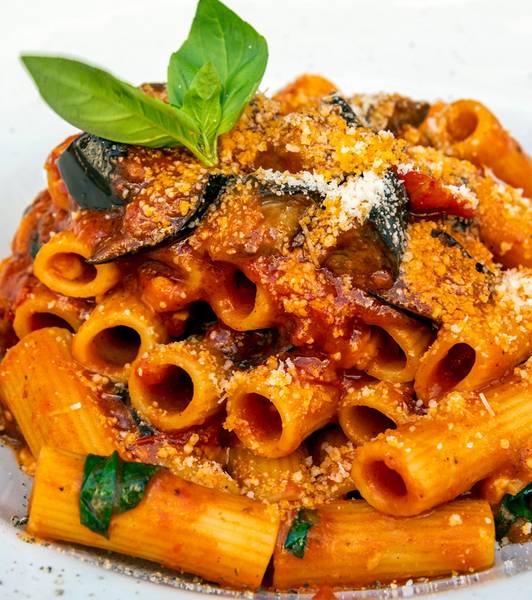 Tortiglioni alla Norma gratinati