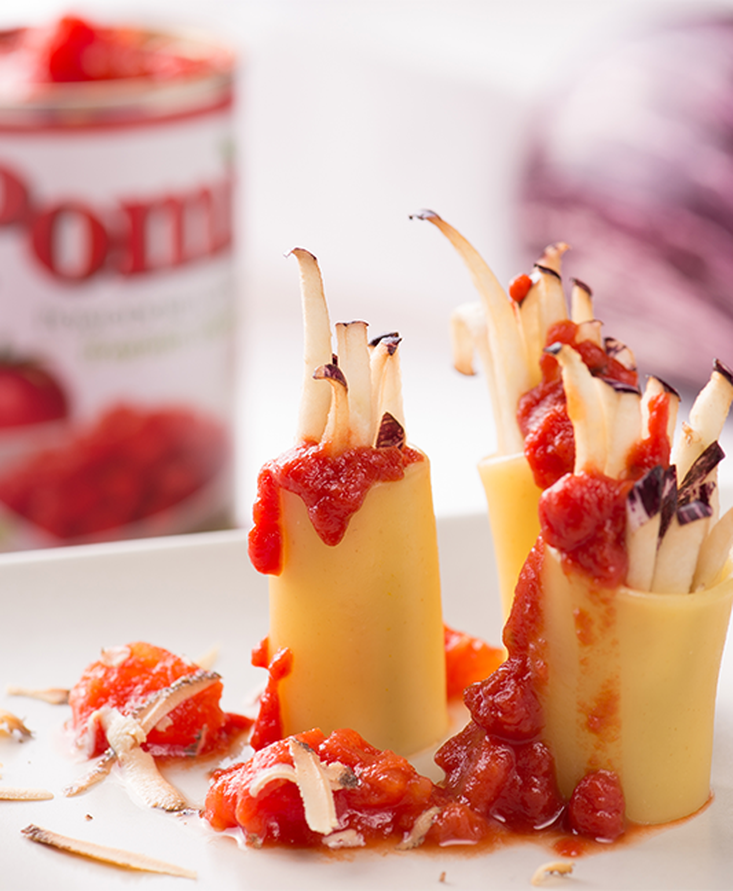 Paccheri ripieni di sugo alle melanzane e ricotta affumicata