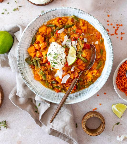 תבשיל בטטה ועדשים