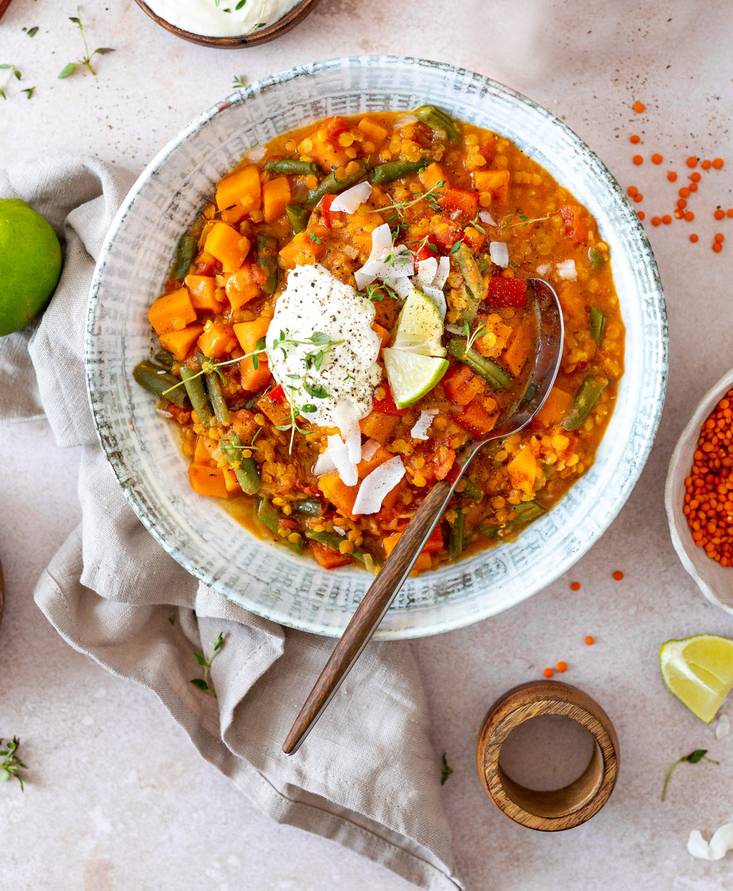 תבשיל בטטה ועדשים