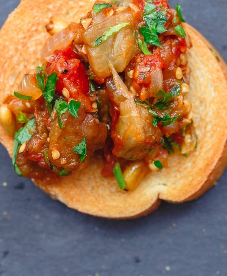 Roasted Eggplant Bruschetta