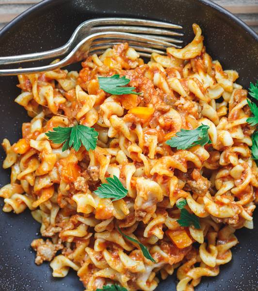 Rotini al horno con salchicha italiana