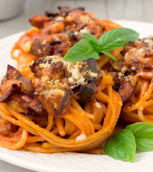 Sformatini di pasta con melanzane e zucchine