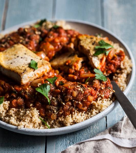 Vegan Tofu and Red Lentil Shakshuka