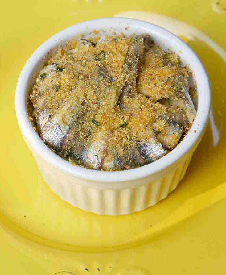 Tortino di alici e patate con crema di pomodoro